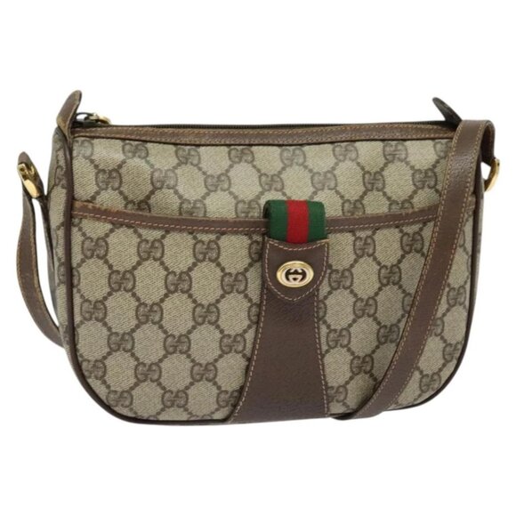 GUCCI GG Supreme Web Sherry Line Shoulder Bag PVC Beige 39 02 032 Auth ki5847 - Picture 2 of 16